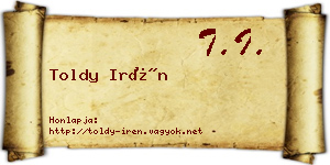 Toldy Irén névjegykártya