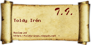 Toldy Irén névjegykártya